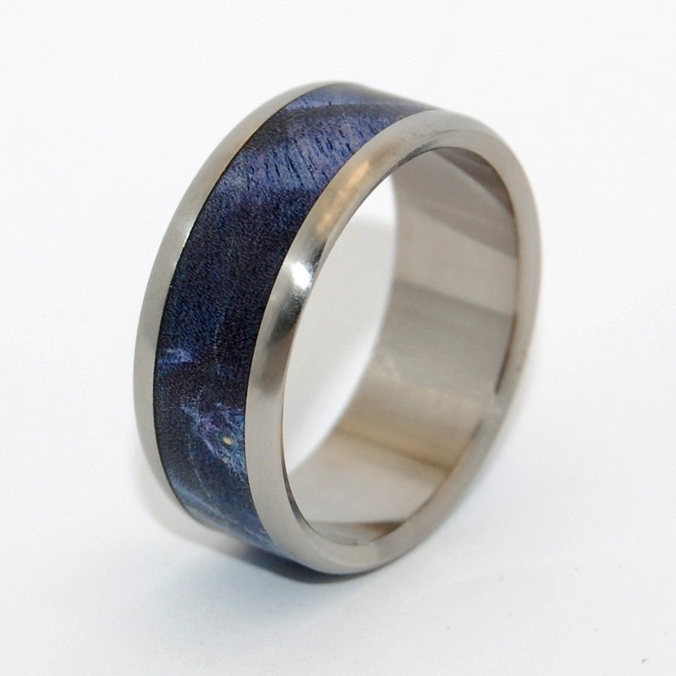 Linger In The Hills | Men's Blue Box Elder Wood & Titanium Wedding Ring - Minter and Richter Designs