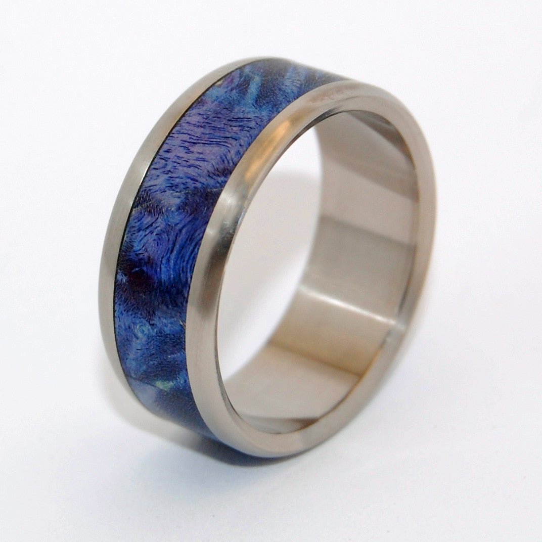 Linger In The Hills | Men's Blue Box Elder Wood & Titanium Wedding Ring - Minter and Richter Designs
