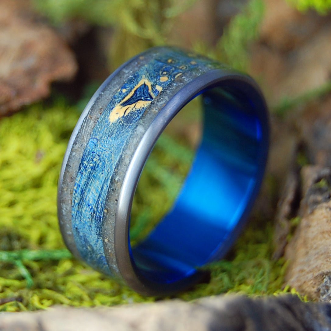 LONG ISLAND SEAS | Men's Beach Sand, Box Elder & Titanium Wedding Ring - Minter and Richter Designs