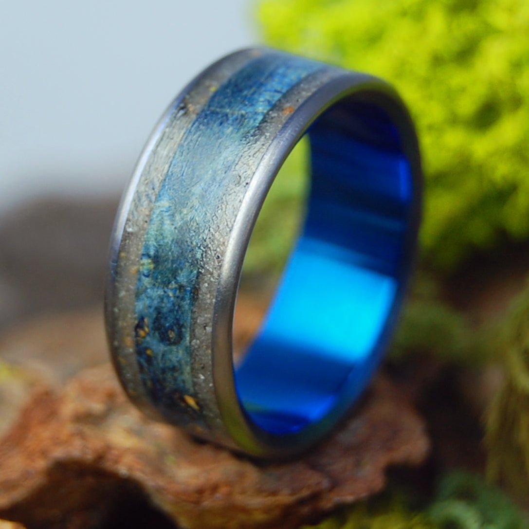 LONG ISLAND SEAS | Men's Beach Sand, Box Elder & Titanium Wedding Ring - Minter and Richter Designs