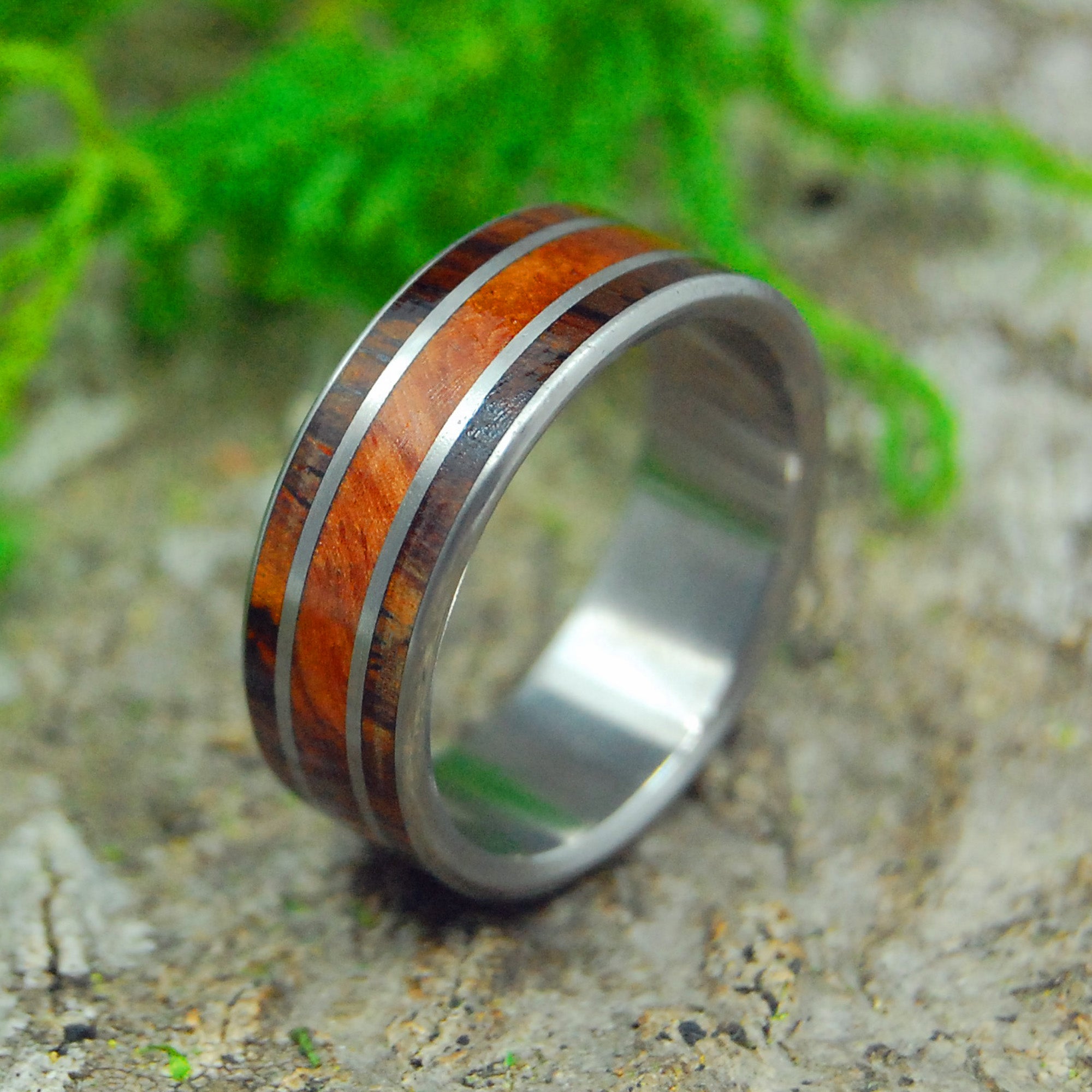 Love Squared Redwood | Men's Redwood, Cocobolo Wood & Titanium Wedding Ring - Minter and Richter Designs