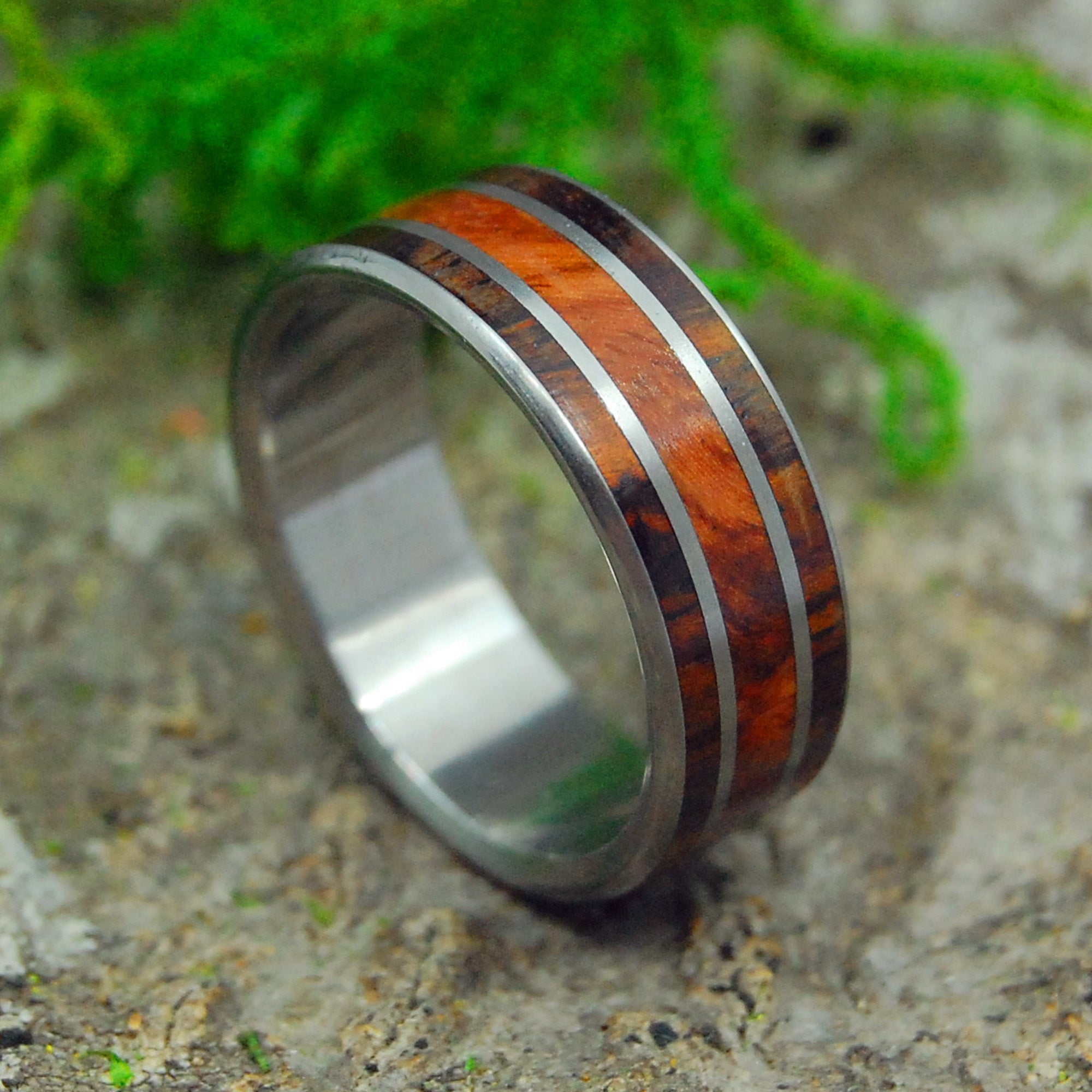 Love Squared Redwood | Men's Redwood, Cocobolo Wood & Titanium Wedding Ring - Minter and Richter Designs