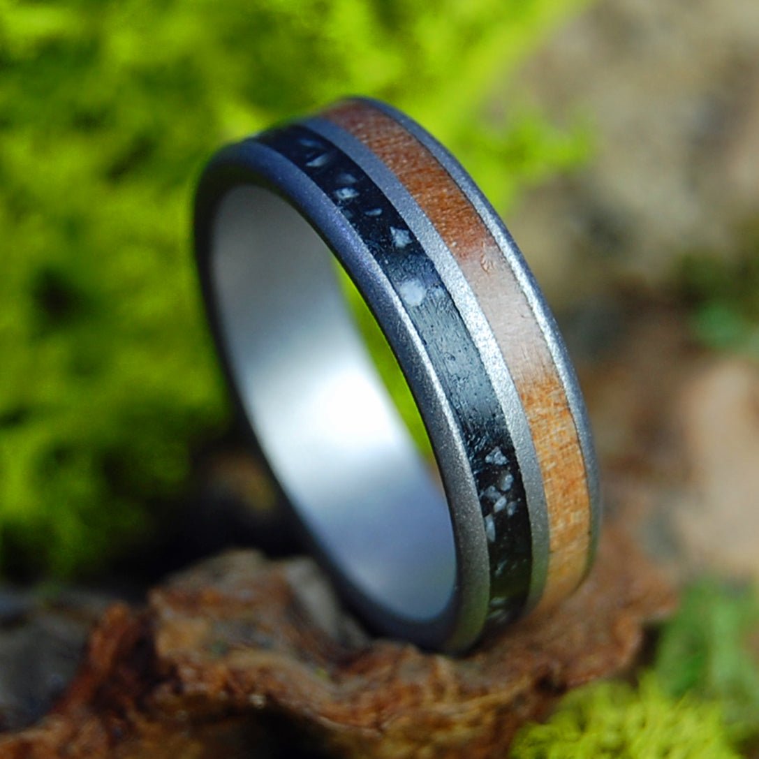 Lucky Rocks Blast | Men's Lake Champlain Beach Rocks, Vermont Maple & Titanium Wedding Ring - Minter and Richter Designs