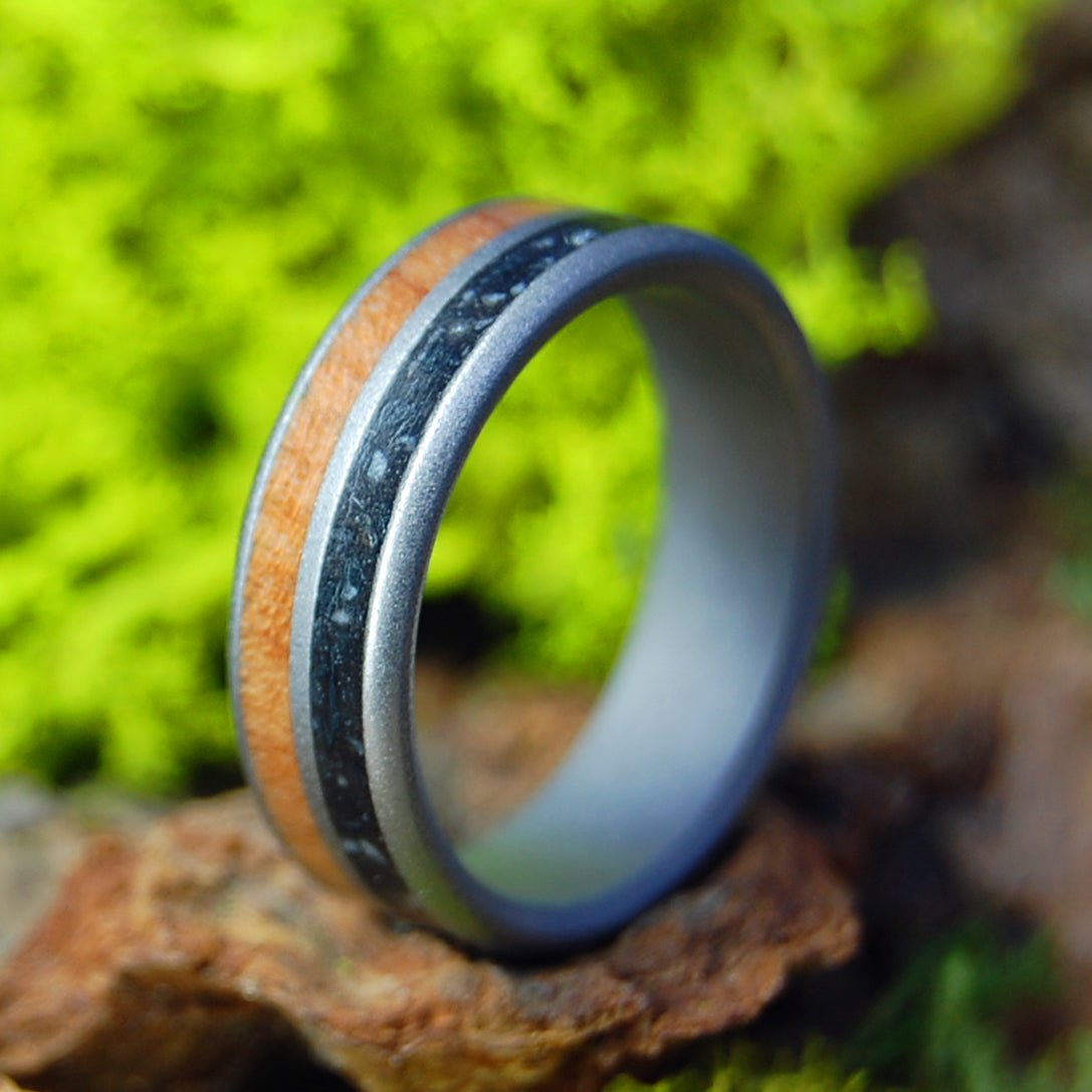 Lucky Rocks Blast | Men's Lake Champlain Beach Rocks, Vermont Maple & Titanium Wedding Ring - Minter and Richter Designs
