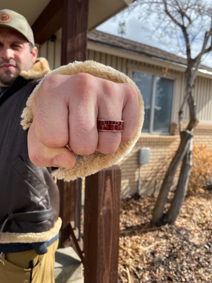 MAD MAX | Men's Red Jasper Stone, Egyptian Jade & Titanium Wedding Ring - Minter and Richter Designs
