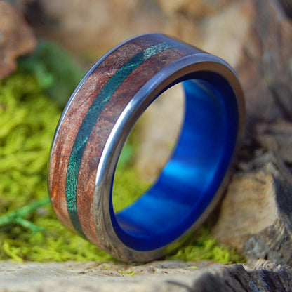 MAPLE & DARK RED OAK | Men's Maple Wood, Oak Wood & Titanium Wedding Ring - Minter and Richter Designs
