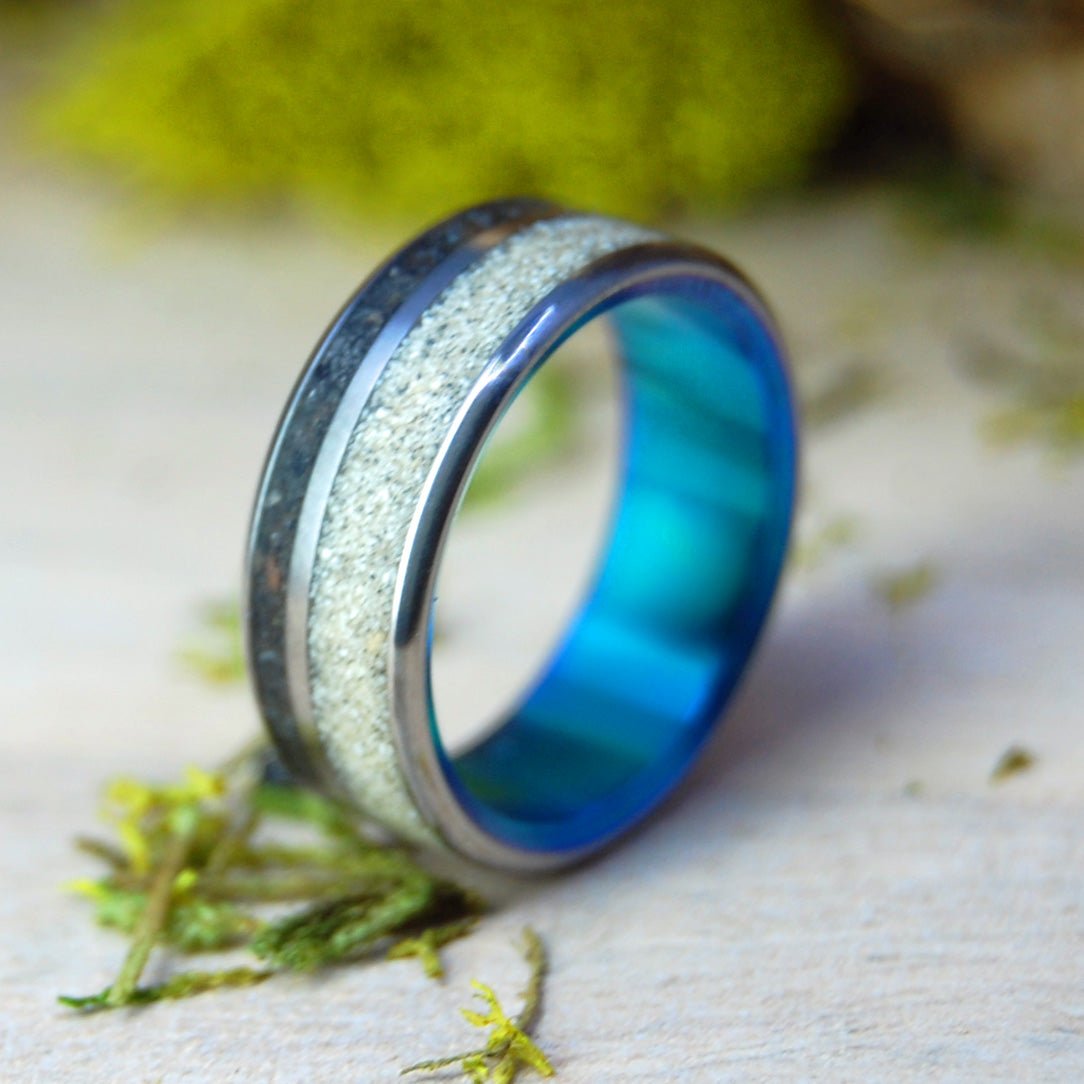 Marassi to Santorini I | Beach Sand Titanium Wedding Ring - Minter and Richter Designs