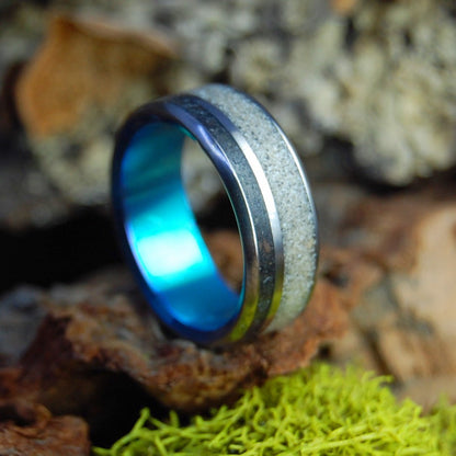 Marassi to Santorini I | Beach Sand Titanium Wedding Ring - Minter and Richter Designs