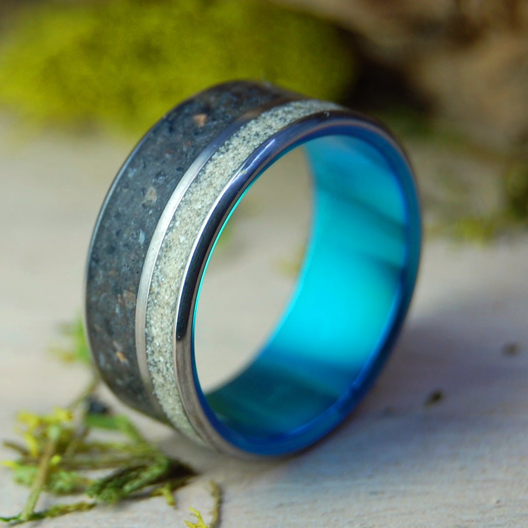 Marassi to Santorini II | Beach Sand Titanium Wedding Ring - Minter and Richter Designs