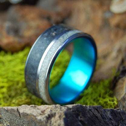 Marassi to Santorini II | Beach Sand Titanium Wedding Ring - Minter and Richter Designs