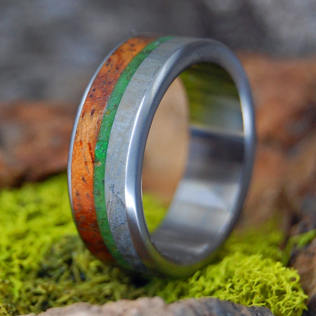 Marijuana Moon | Men's Meteorite, Marijuana & Redwood Wedding Ring - Minter and Richter Designs