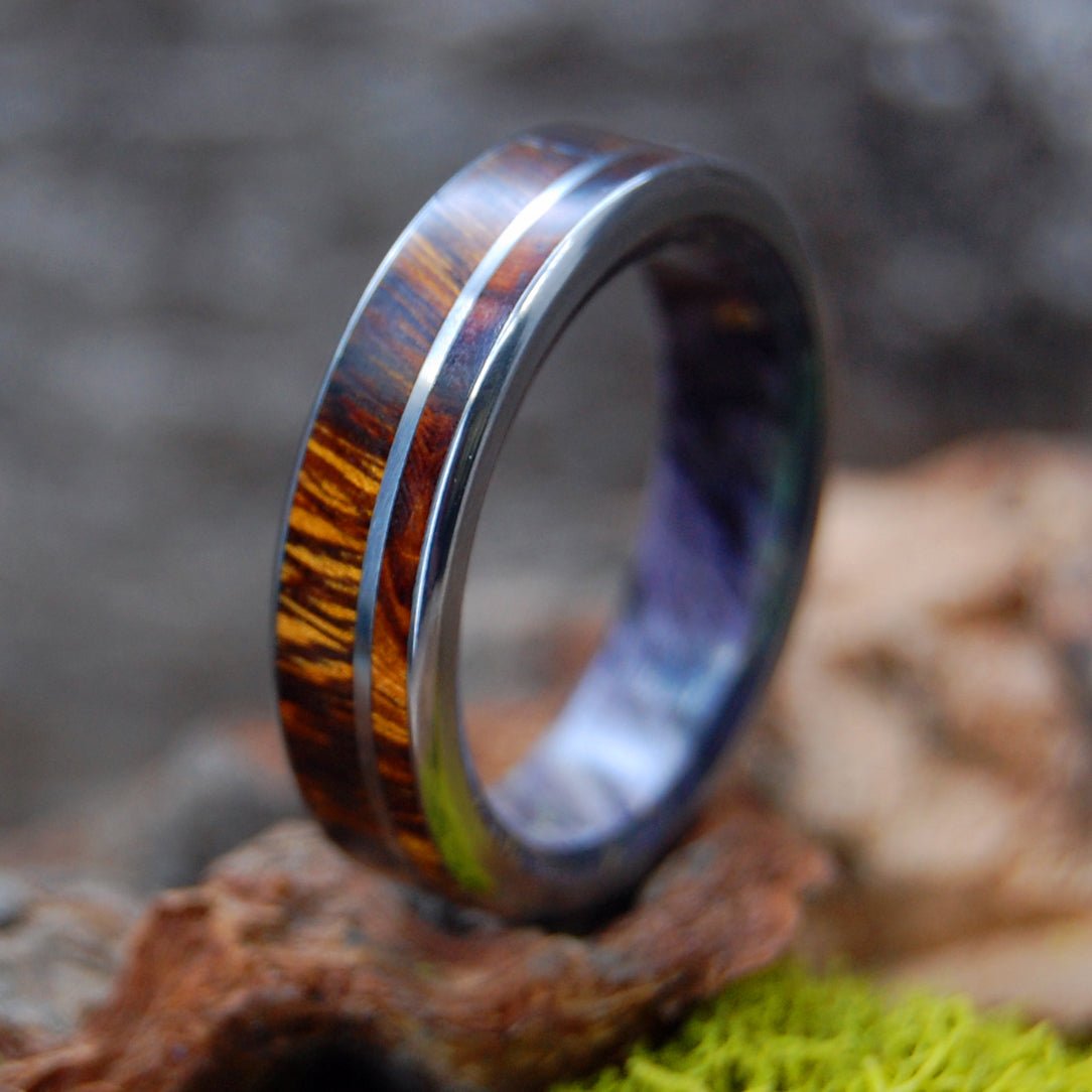 Mazanita Purple | Men's Purple Box Elder Wood, Mazanita Wood & Titanium Wedding Ring - Minter and Richter Designs