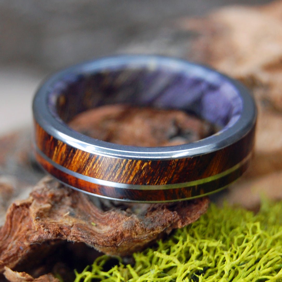 Mazanita Purple | Men's Purple Box Elder Wood, Mazanita Wood & Titanium Wedding Ring - Minter and Richter Designs