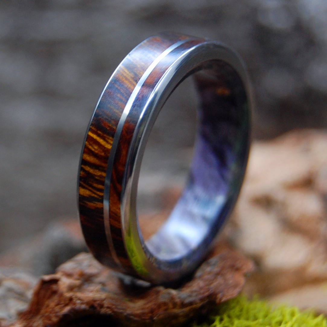 Mazanita Purple | Men's Purple Box Elder Wood, Mazanita Wood & Titanium Wedding Ring - Minter and Richter Designs