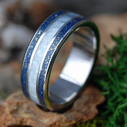 MERCEDES GUY SLIM | Men's Gray Marbled Opalescent & Inox Steel Wedding Ring - Minter and Richter Designs