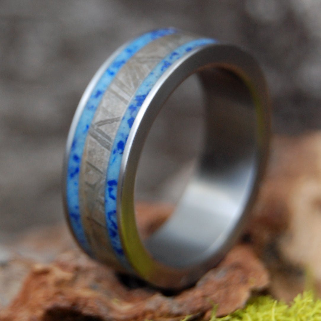 Meteorite Star Droplets | Men's Meteorite, Sodalite Stone, Beach Sand & Titanium Wedding Ring - Minter and Richter Designs