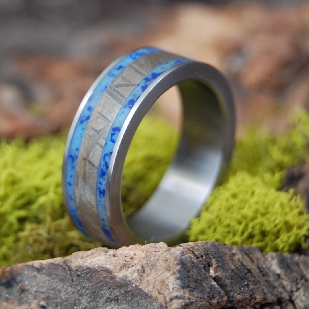 Meteorite Star Droplets | Men's Meteorite, Sodalite Stone, Beach Sand & Titanium Wedding Ring - Minter and Richter Designs