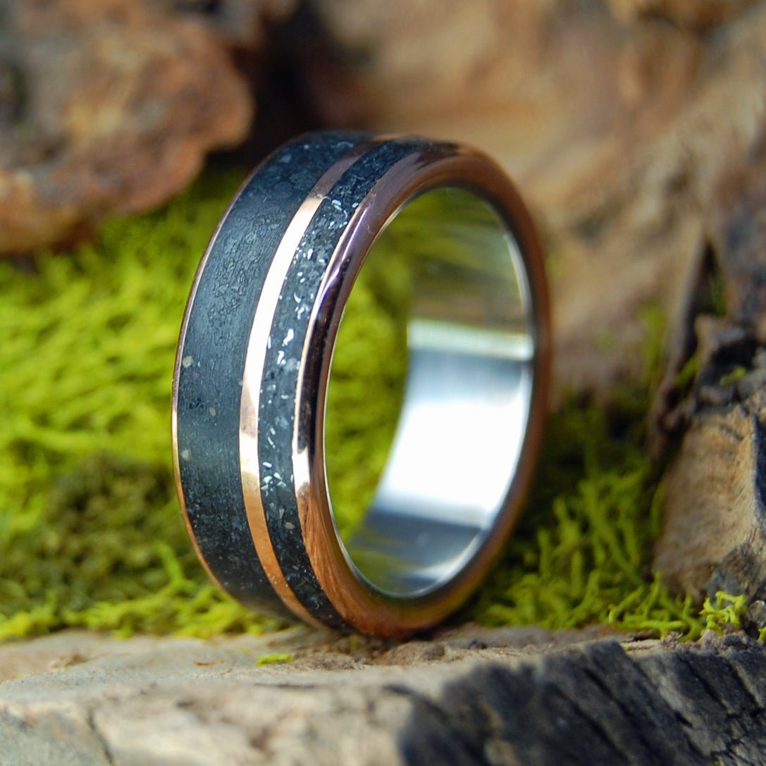 Meteorite Y Lava | Men's Meteorite, Lava & Titanium Wedding Ring - Minter and Richter Designs