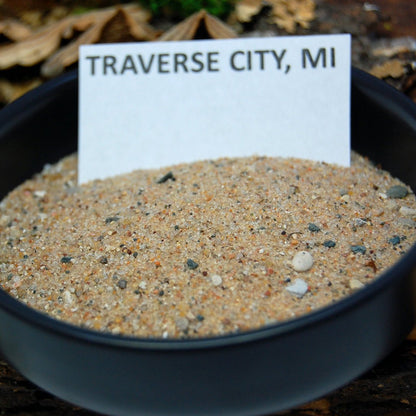 MICHIGAN TO PUERTO RICO | Men's Traverse City MI Beach Sand and Puerto Vallarta PR Sand & Titanium Wedding Ring - Minter and Richter Designs