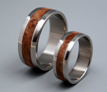 Montpelier | Maple Wood & Titanium - Unique Wedding Ring Sets - Minter and Richter Designs