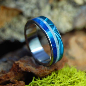 MOODY BLUE AQUATIC | Beach Sand & Marbled Resin Wedding Ring - Minter and Richter Designs