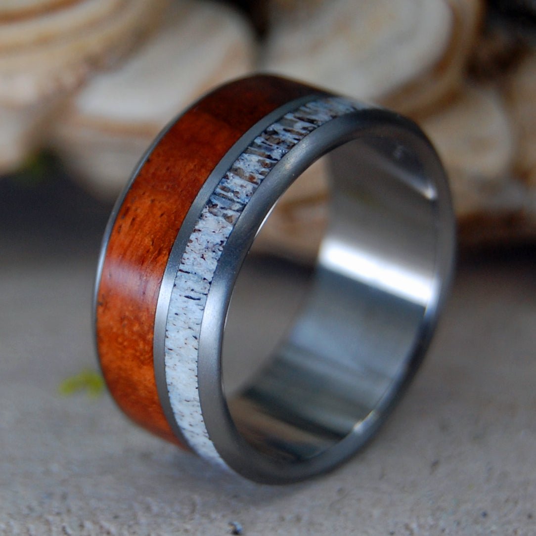 Moose Amboyna | Men's Moose Antler, Amboyna Burl Wood & Titanium Wedding Ring - Minter and Richter Designs
