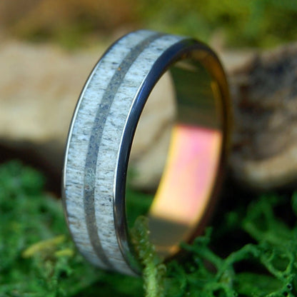 MOOSE IN OGUNQUIT MAINE SUNSET | Men's Beach Sand, Moose Antler & Titanium Wedding Ring - Minter and Richter Designs