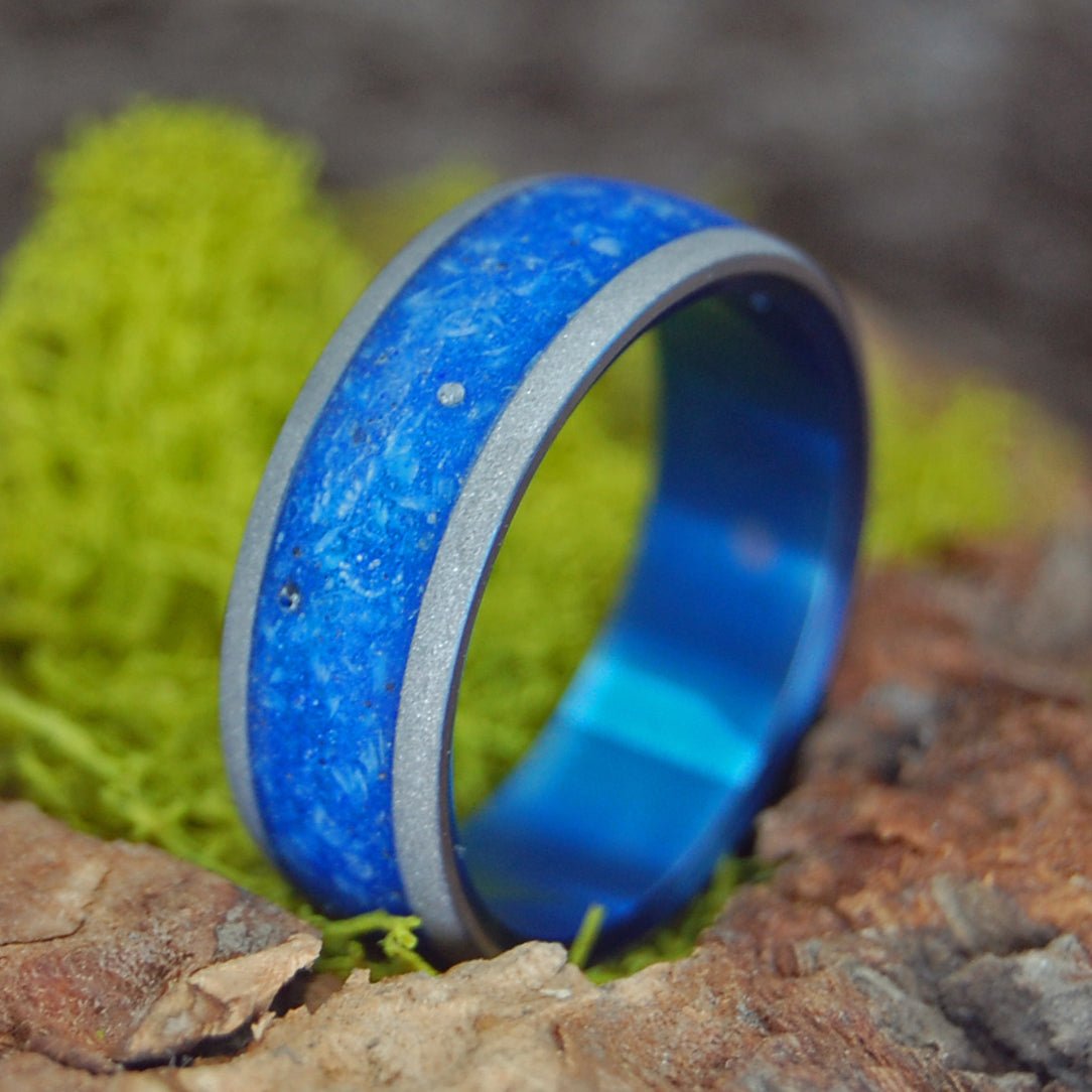 Moose Under A Starry Sky | Men's Crushed Moose Antler, Night Sky Concrete Resin & Titanium Wedding Ring - Minter and Richter Designs