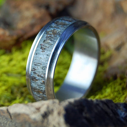 Moose with Flare | Men's Moose Antler & Inox Steel Wedding Ring - Minter and Richter Designs