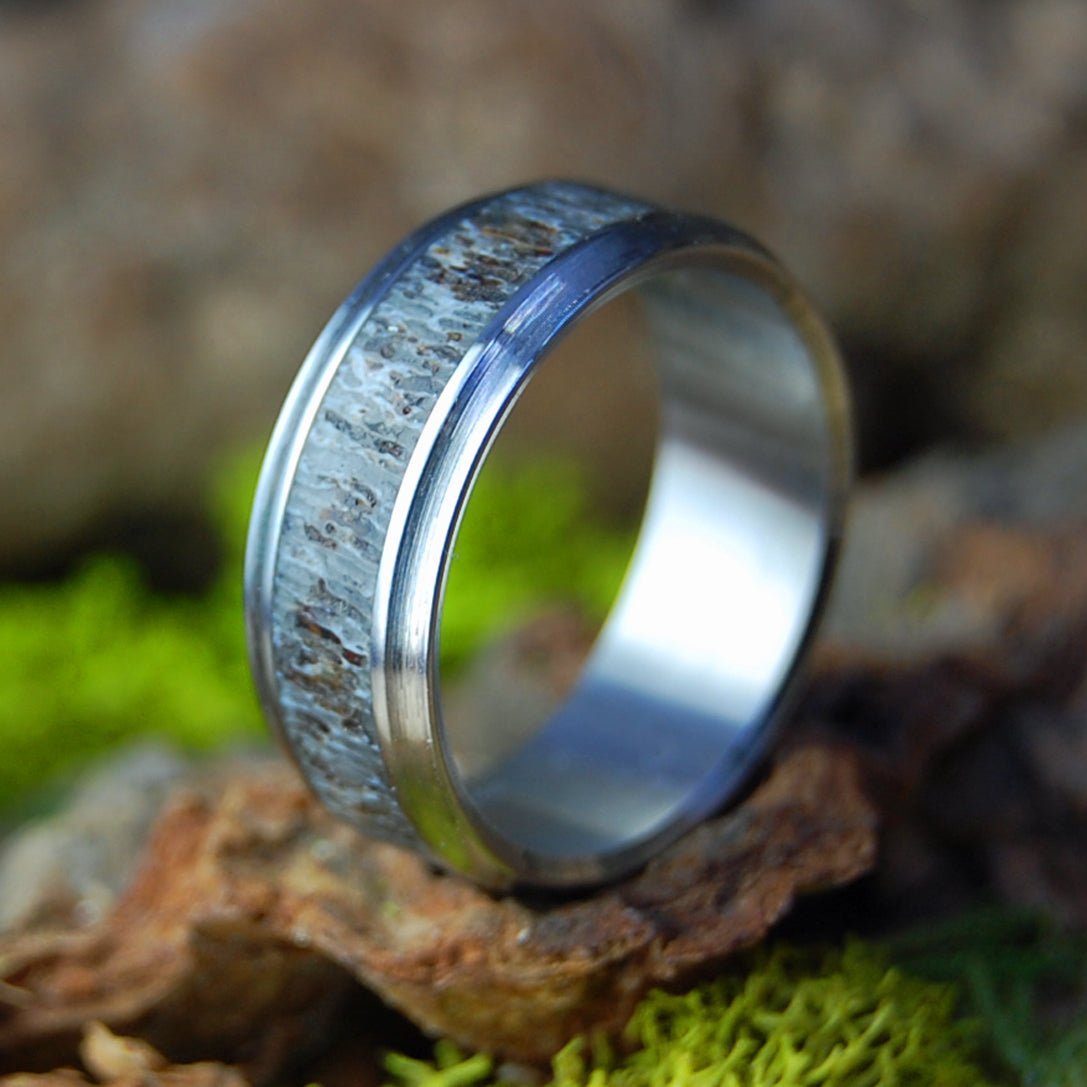 Moose with Flare | Men's Moose Antler & Inox Steel Wedding Ring - Minter and Richter Designs