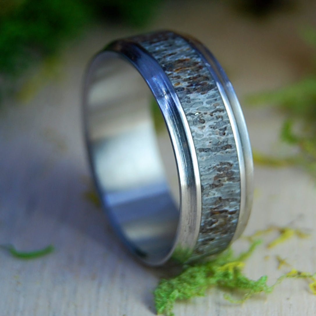 Moose with Flare | Men's Moose Antler & Inox Steel Wedding Ring - Minter and Richter Designs