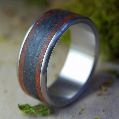 Mt. Etna Lava Redwood | Men's CA Redwood & Mt. Etna Lava & Titanium Wedding Ring - Minter and Richter Designs