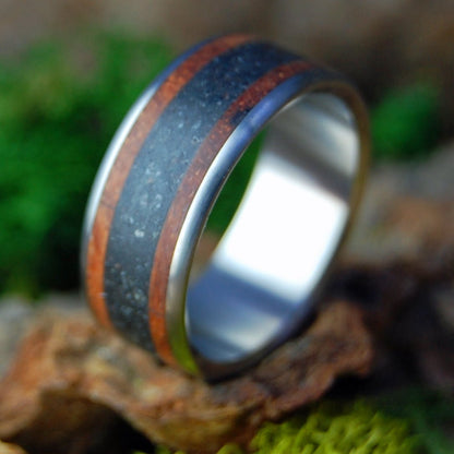 Mt. Etna Lava Redwood | Men's CA Redwood & Mt. Etna Lava & Titanium Wedding Ring - Minter and Richter Designs