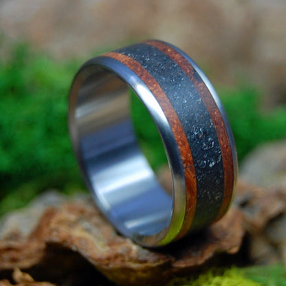 Mt. Etna Lava Redwood | Men's CA Redwood & Mt. Etna Lava & Titanium Wedding Ring - Minter and Richter Designs