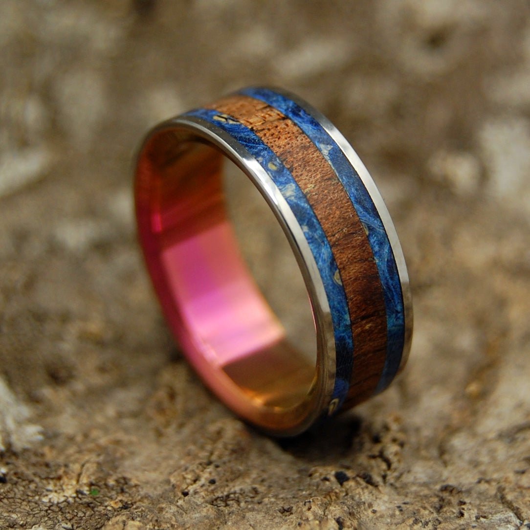 My Bright Love | Men's Hawaiian Koa Wood, Box Elder Wood & Titanium Wedding Ring - Minter and Richter Designs