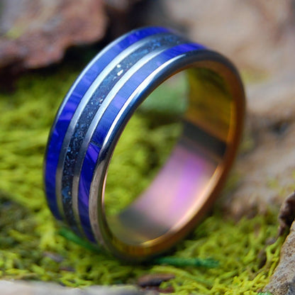 MY PURPLE LAVA QUEEN | Men's Charoite, Icelandic Beach Sand & Titanium Wedding Ring - Minter and Richter Designs
