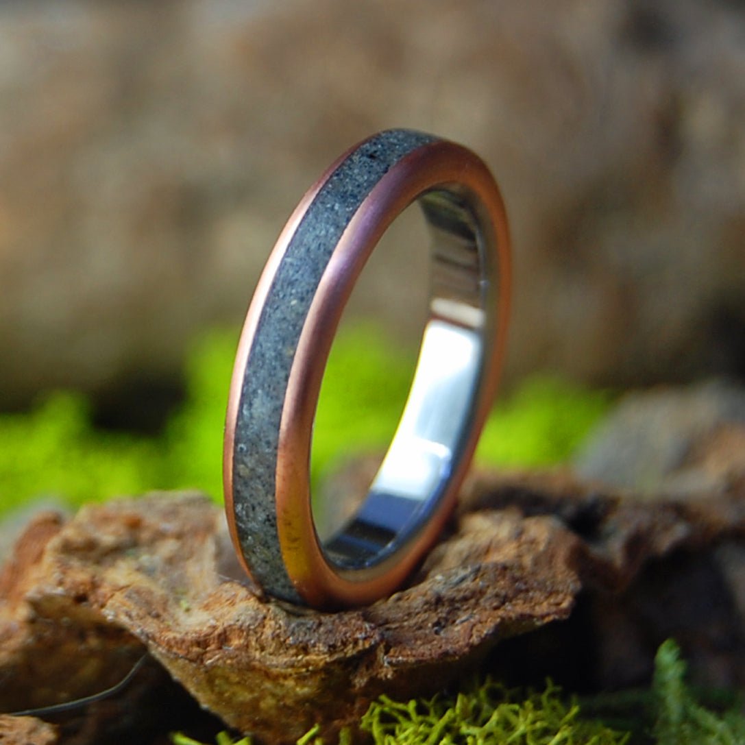 Nags Head NC Copper | Nags Head Beach Sand , Copper & Titanium Wedding Ring - Minter and Richter Designs