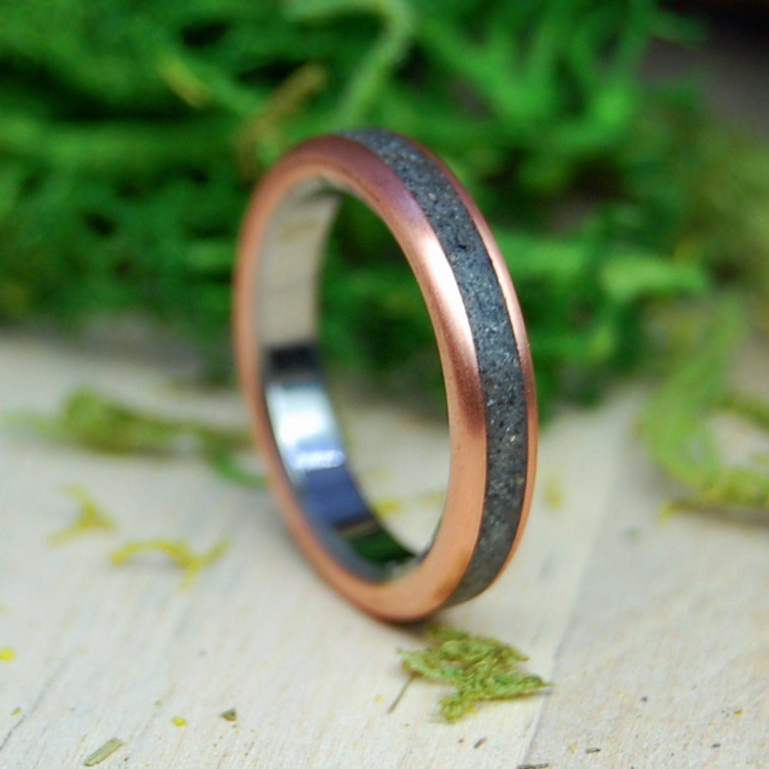 Nags Head NC Copper | Nags Head Beach Sand , Copper & Titanium Wedding Ring - Minter and Richter Designs
