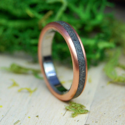 Nags Head NC Copper | Nags Head Beach Sand , Copper & Titanium Wedding Ring - Minter and Richter Designs
