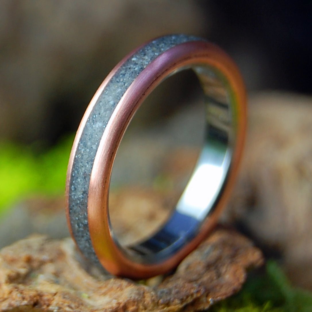 Nags Head NC Copper | Nags Head Beach Sand , Copper & Titanium Wedding Ring - Minter and Richter Designs