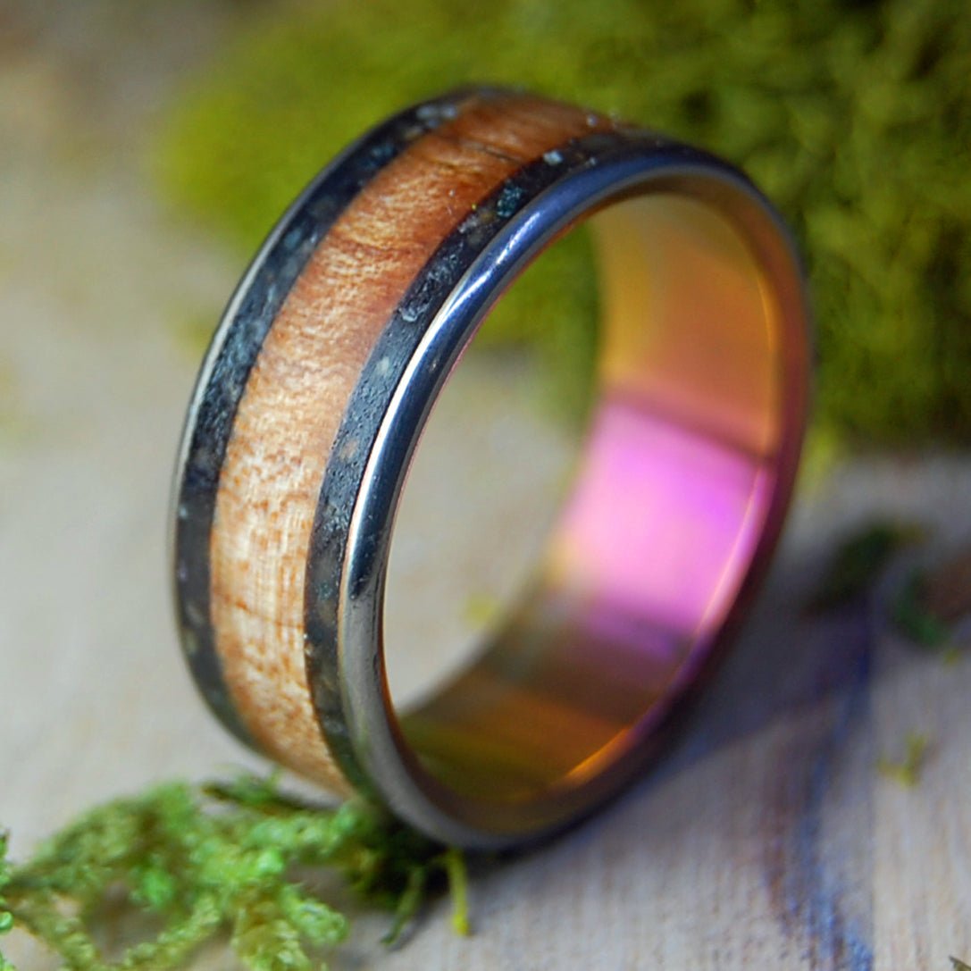 Nathanael Greene Flush | Men's Revolutionary War Rocks, New England Sugar Maple & Titanium Wedding Ring - Minter and Richter Designs