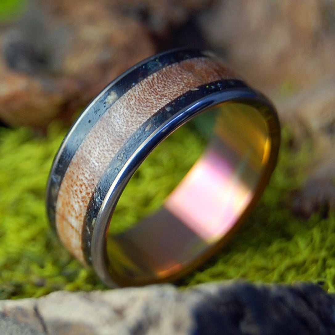 Nathanael Greene Flush | Men's Revolutionary War Rocks, New England Sugar Maple & Titanium Wedding Ring - Minter and Richter Designs