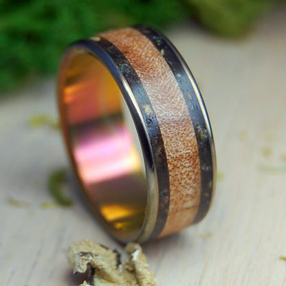 Nathanael Greene Flush | Men's Revolutionary War Rocks, New England Sugar Maple & Titanium Wedding Ring - Minter and Richter Designs