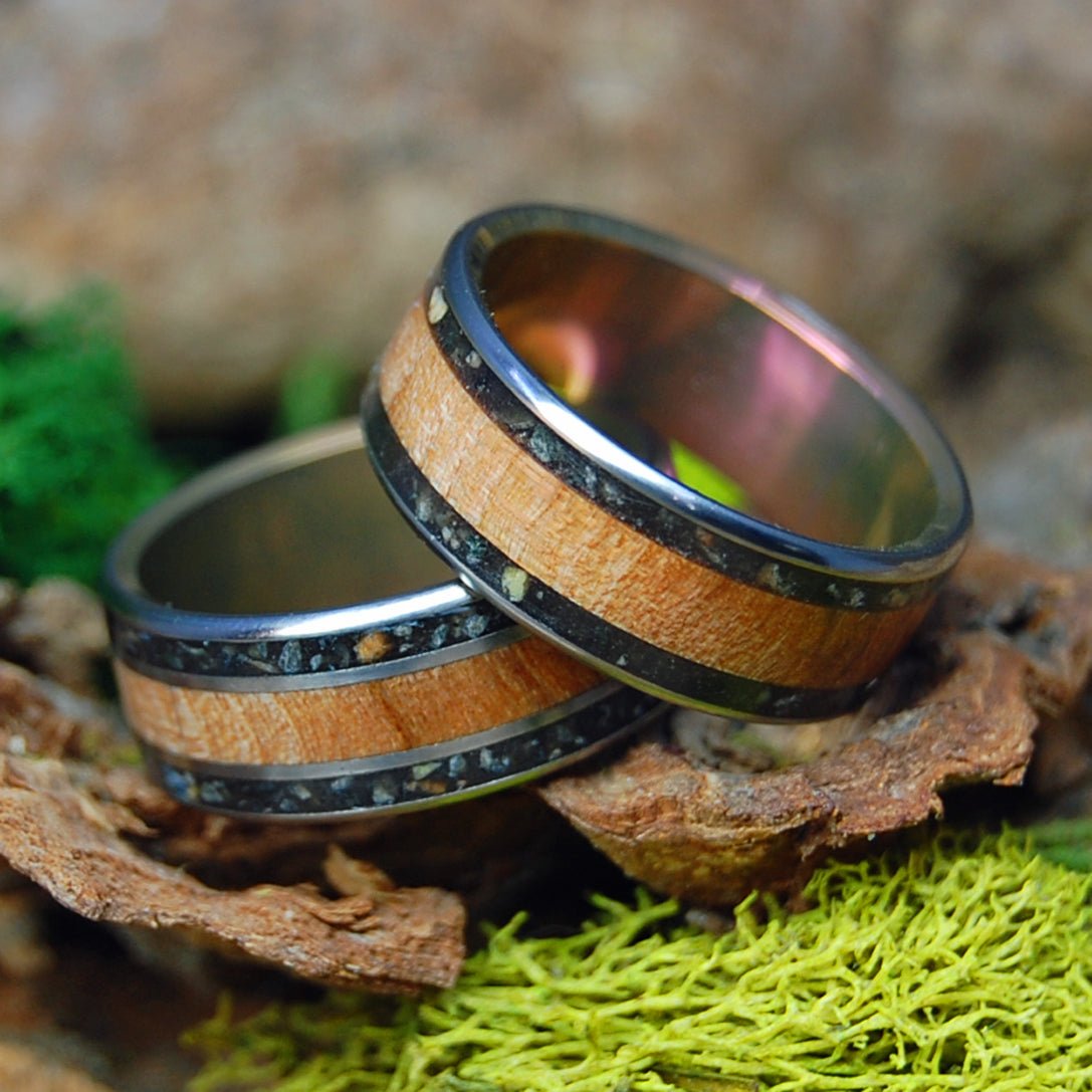 Nathanael Greene Set | Revolutionary War Rocks, New England Sugar Maple & Titanium Wedding Rings - Minter and Richter Designs