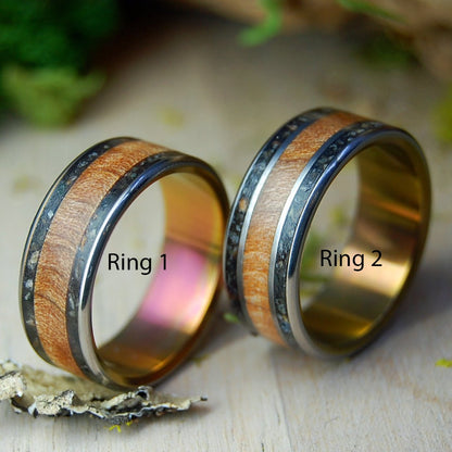 Nathanael Greene Set | Revolutionary War Rocks, New England Sugar Maple & Titanium Wedding Rings - Minter and Richter Designs