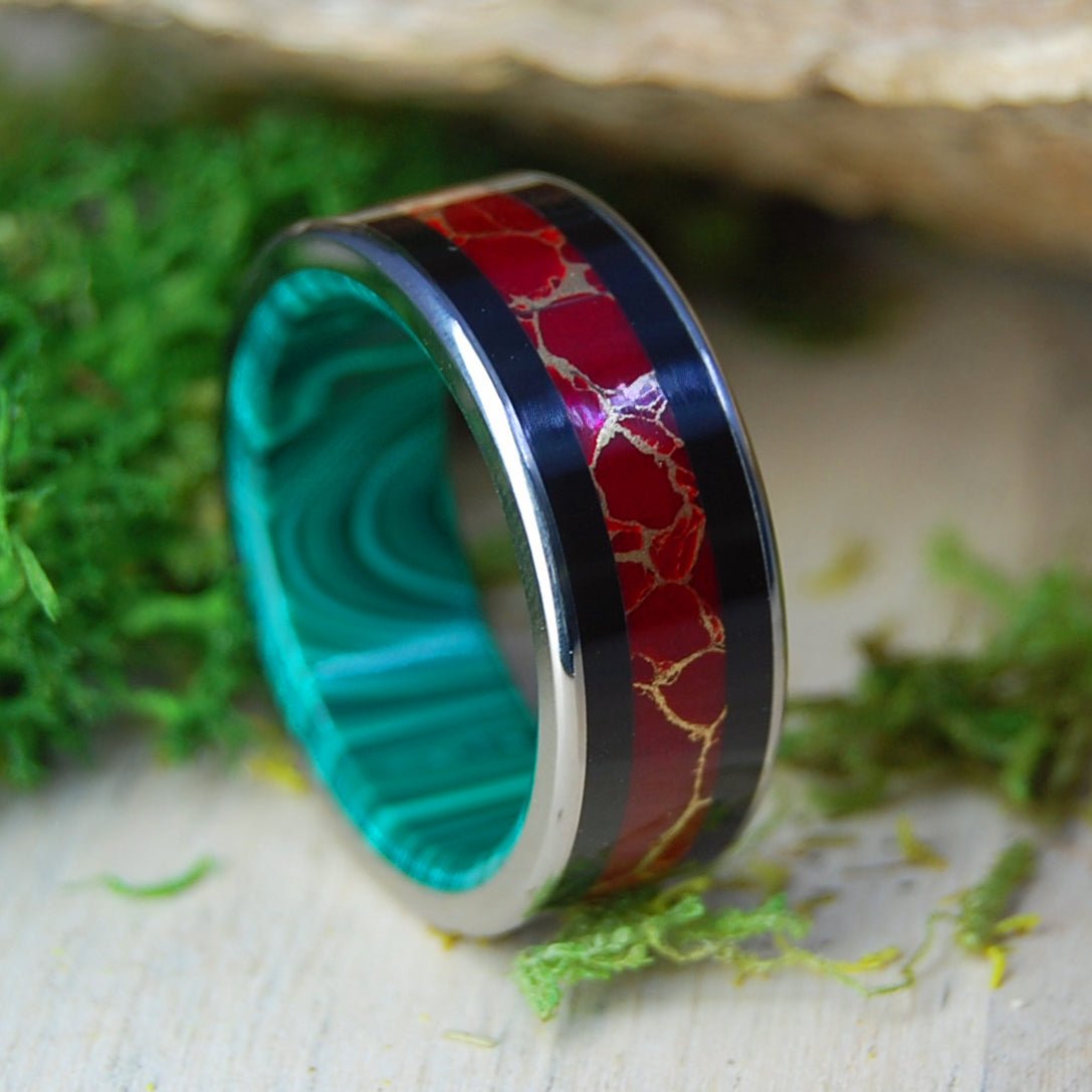 Night Garden | Men's Onyx, Jasper & Malachite Titanium Wedding Ring - Minter and Richter Designs