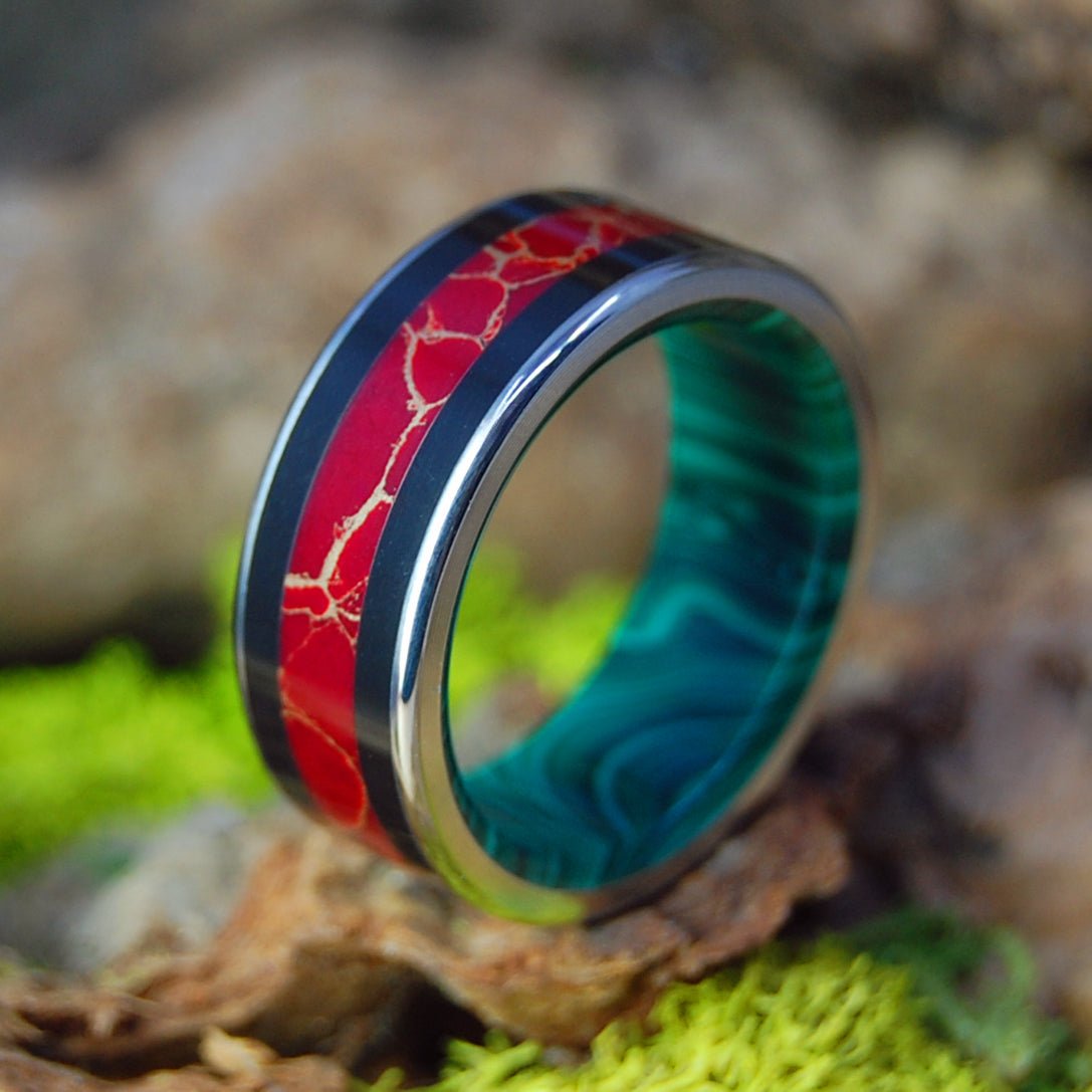 Night Garden | Men's Onyx, Jasper & Malachite Titanium Wedding Ring - Minter and Richter Designs