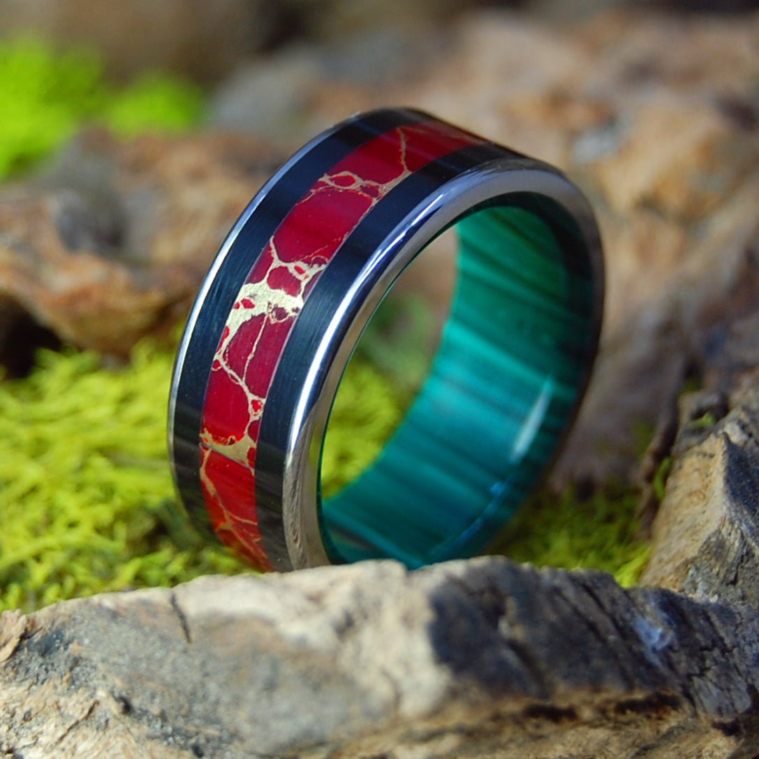 Night Garden | Men's Onyx, Jasper & Malachite Titanium Wedding Ring - Minter and Richter Designs