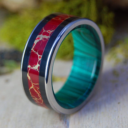 Night Garden | Men's Onyx, Jasper & Malachite Titanium Wedding Ring - Minter and Richter Designs
