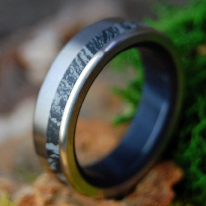 NIGHT IN BLACK SATIN | Men's Mokume Gane, Marbled Opalescent & Titanium Wedding Ring - Minter and Richter Designs